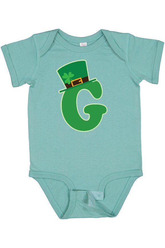 Irish St Patricks Day Letter G Monogram Boys or Girls Baby Bodysuit