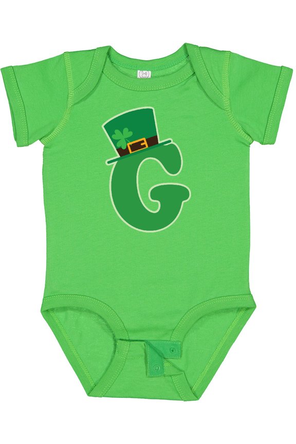 Irish St Patricks Day Letter G Monogram Boys or Girls Baby Bodysuit