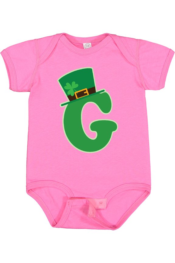 Irish St Patricks Day Letter G Monogram Boys or Girls Baby Bodysuit
