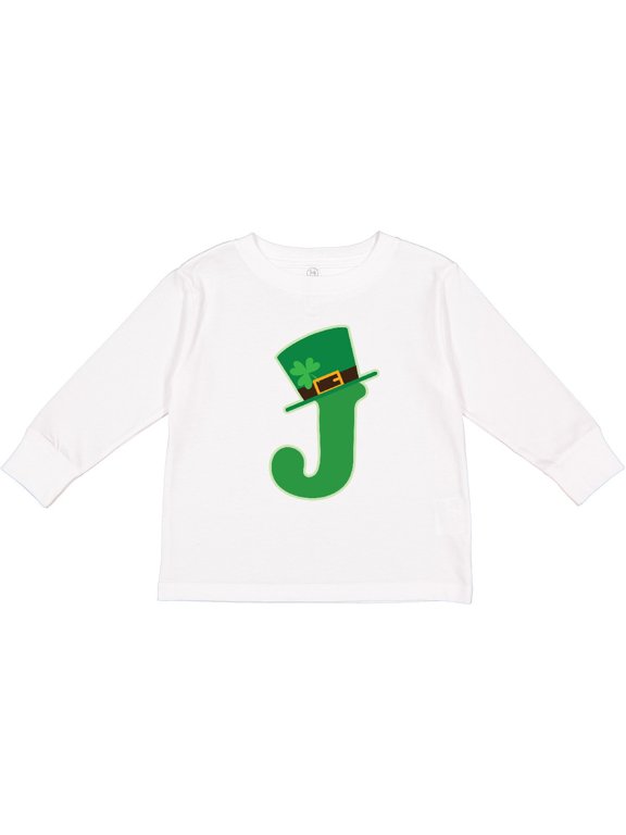 Irish St Patricks Day Letter J Monogram Boys or Girls Long Sleeve Toddler T-Shirt
