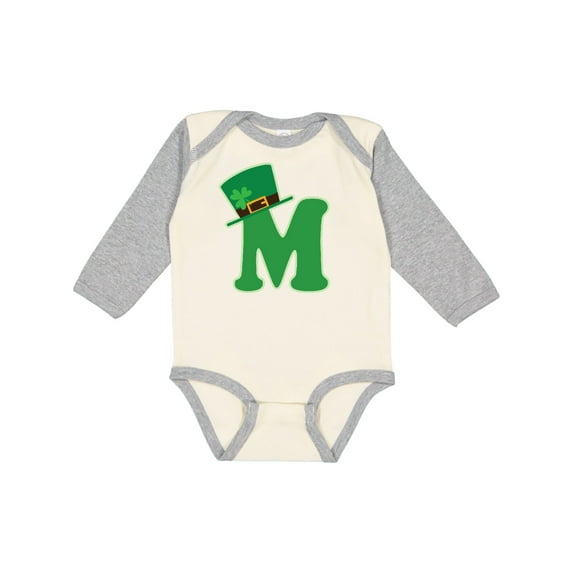 Inktastic Irish St Patricks Day Letter M Monogram Boys or Girls Long Sleeve Baby Bodysuit