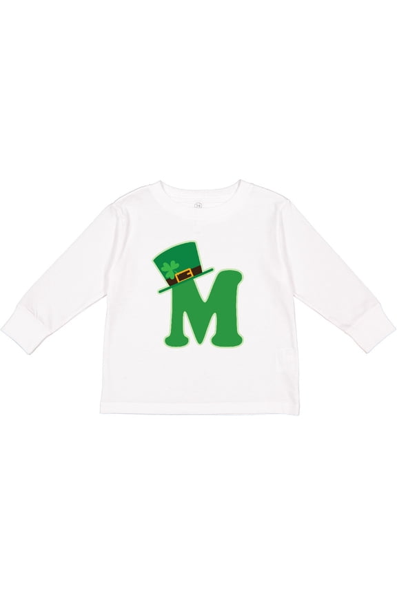 Irish St Patricks Day Letter M Monogram Boys or Girls Long Sleeve Toddler T-Shirt