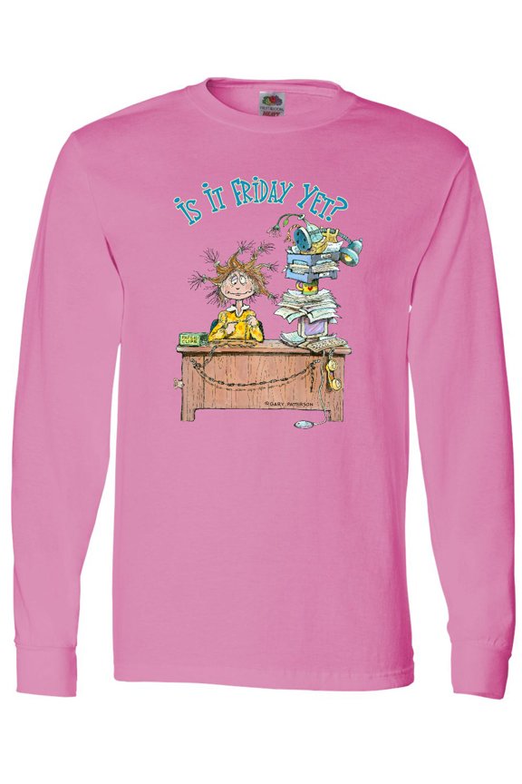 Is It Friday Yet with Frazzled Woman at Desk Long Sleeve T-Shirt
