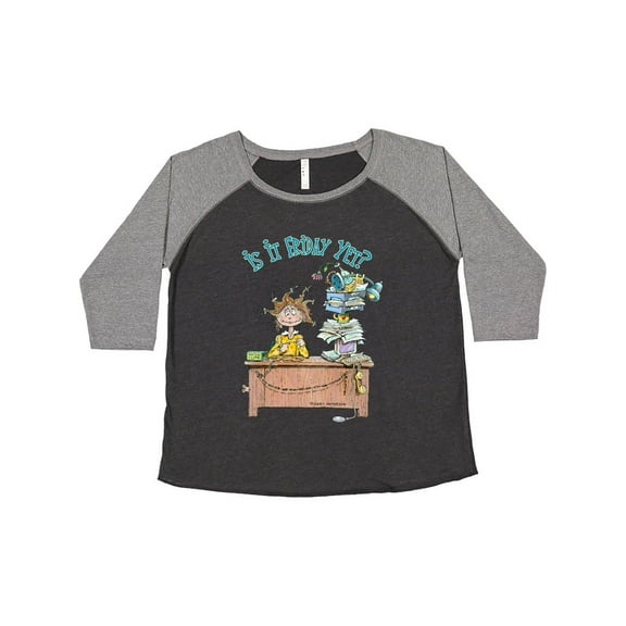 Inktastic Is It Friday Yet with Frazzled Woman at Desk Women's Plus Size T-Shirt