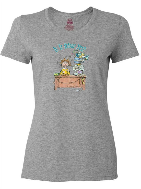 Is It Friday Yet with Frazzled Woman at Desk Women's T-Shirt