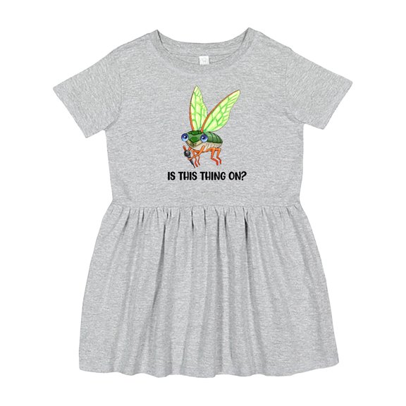 Inktastic Is This Thing On? Cute Cicada with Microphone Girls Toddler Dress