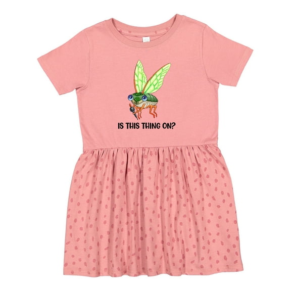 Inktastic Is This Thing On? Cute Cicada with Microphone Girls Toddler Dress