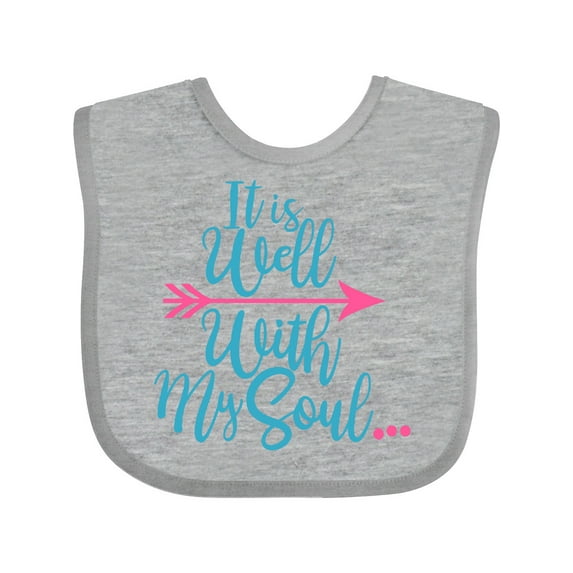Inktastic It Is Well with my Soul Pink Arrow Boys or Girls Baby Bib