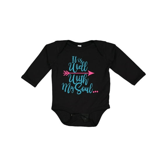Inktastic It Is Well with my Soul Pink Arrow Boys or Girls Long Sleeve Baby Bodysuit