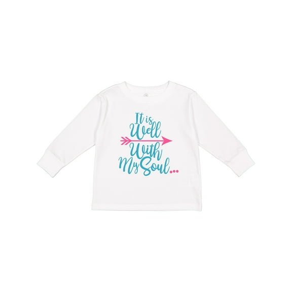 Inktastic It Is Well with my Soul Pink Arrow Boys or Girls Long Sleeve Toddler T-Shirt