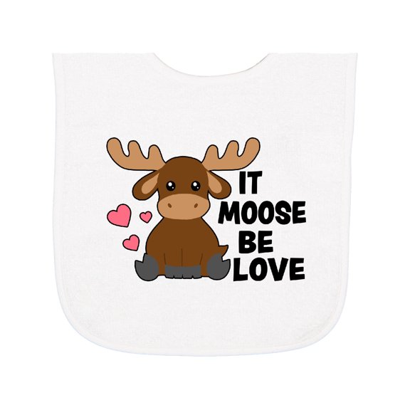 Inktastic It Moose Be Love with Cute Moose Baby Terry Cloth Bib