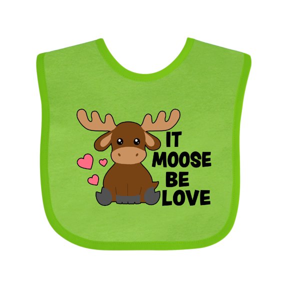 Inktastic It Moose Be Love with Cute Moose Boys or Girls Baby Bib