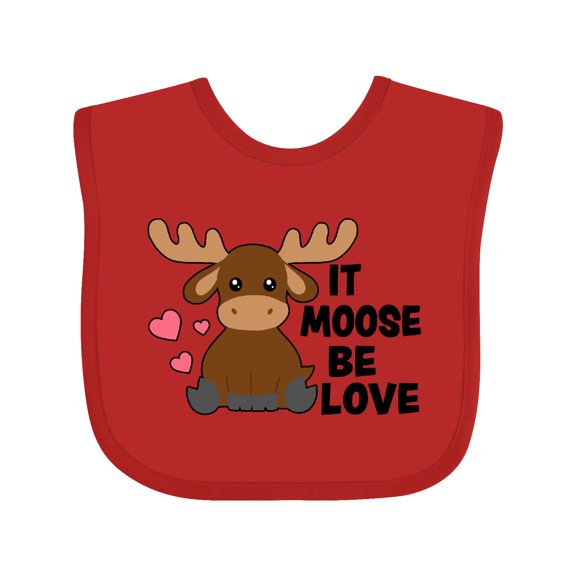 Inktastic It Moose Be Love with Cute Moose Boys or Girls Baby Bib