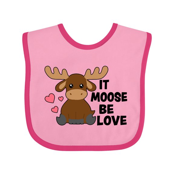 Inktastic It Moose Be Love with Cute Moose Boys or Girls Baby Bib