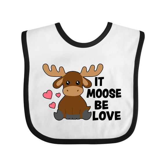 Inktastic It Moose Be Love with Cute Moose Boys or Girls Baby Bib