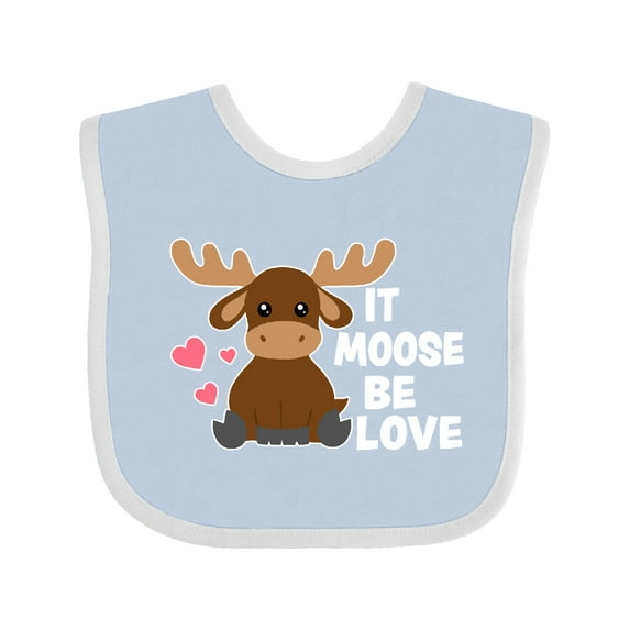 Inktastic It Moose Be Love with Cute Moose Boys or Girls Baby Bib
