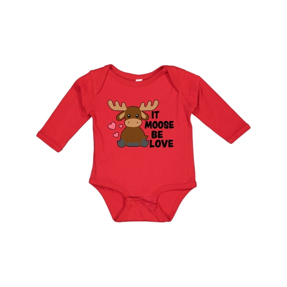 Inktastic It Moose Be Love with Cute Moose Boys or Girls Long Sleeve Baby Bodysuit