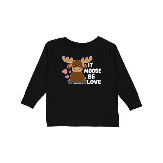 Inktastic It Moose Be Love with Cute Moose Boys or Girls Long Sleeve Toddler T-Shirt