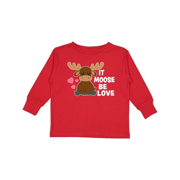 Inktastic It Moose Be Love with Cute Moose Boys or Girls Long Sleeve Toddler T-Shirt