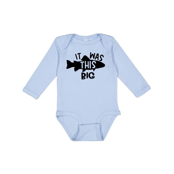 Inktastic It Was This Big Fishing Humor Boys or Girls Long Sleeve Baby Bodysuit