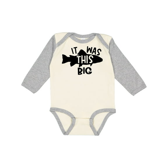 Inktastic It Was This Big Fishing Humor Boys or Girls Long Sleeve Baby Bodysuit