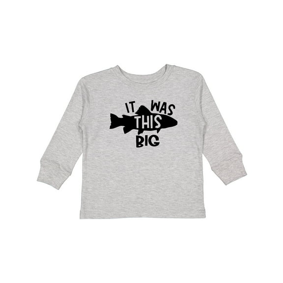 Inktastic It Was This Big Fishing Humor Boys or Girls Long Sleeve Toddler T-Shirt
