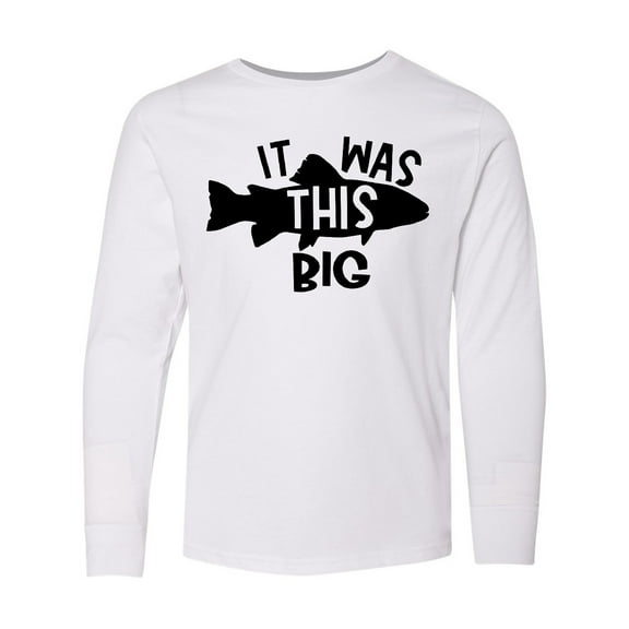 Inktastic It Was This Big Fishing Humor Long Sleeve Youth T-Shirt