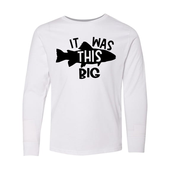 Inktastic It Was This Big Fishing Humor Long Sleeve Youth T-Shirt