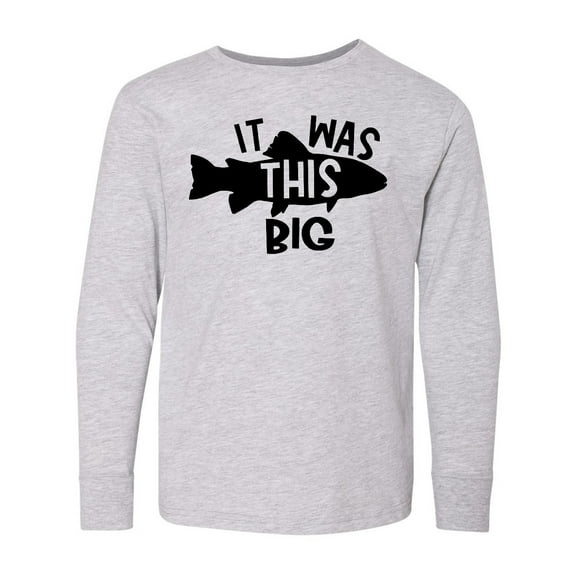 Inktastic It Was This Big Fishing Humor Long Sleeve Youth T-Shirt