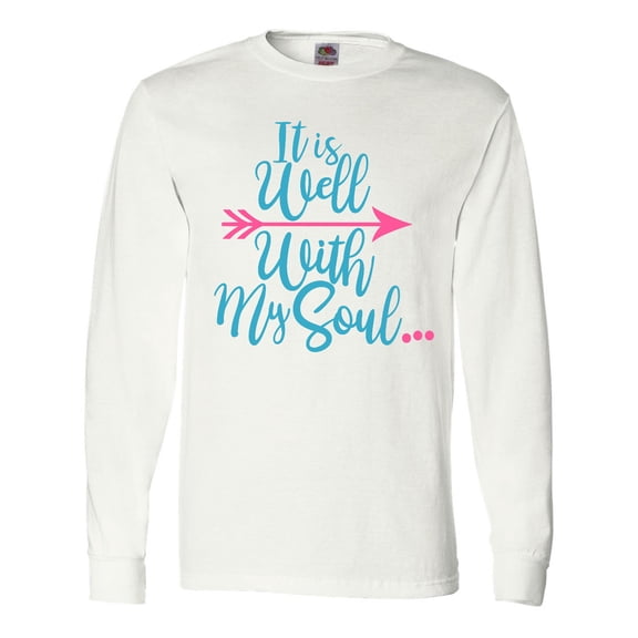 Inktastic It is Well with My Soul Pink Arrow Long Sleeve T-Shirt