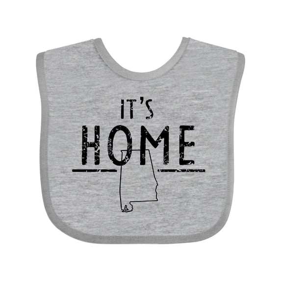Inktastic It's Home- Alabama State Outline DIstressed Text Boys or Girls Baby Bib