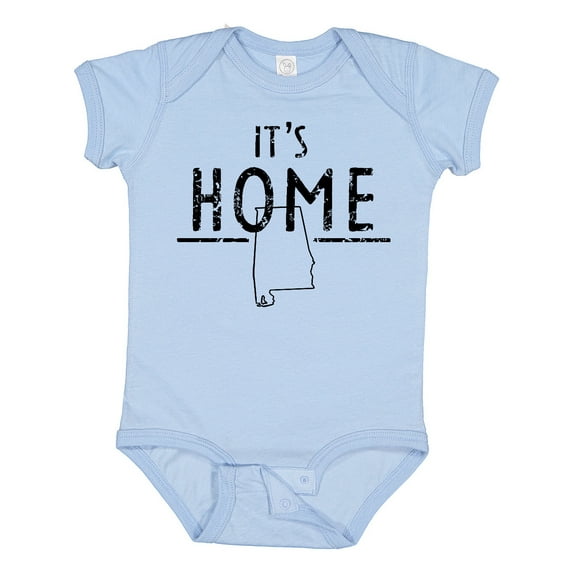 Inktastic It's Home- Alabama State Outline DIstressed Text Boys or Girls Baby Bodysuit