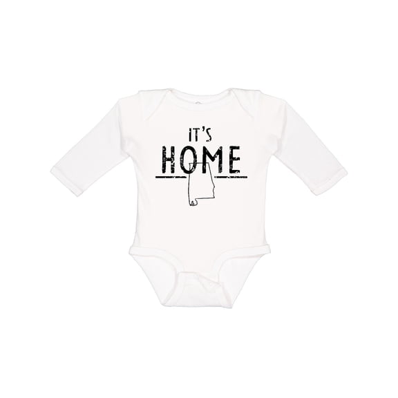 Inktastic It's Home- Alabama State Outline DIstressed Text Boys or Girls Long Sleeve Baby Bodysuit