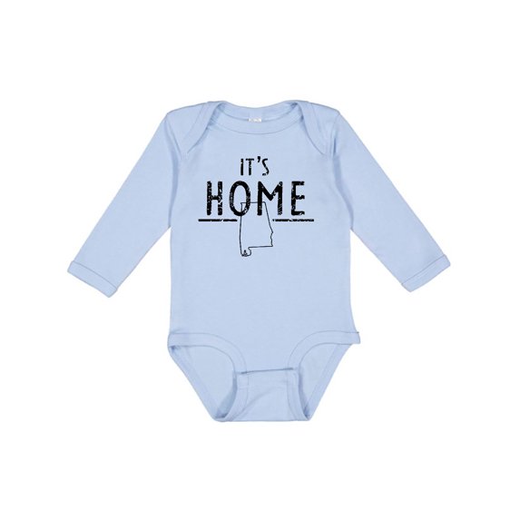 Inktastic It's Home- Alabama State Outline DIstressed Text Boys or Girls Long Sleeve Baby Bodysuit