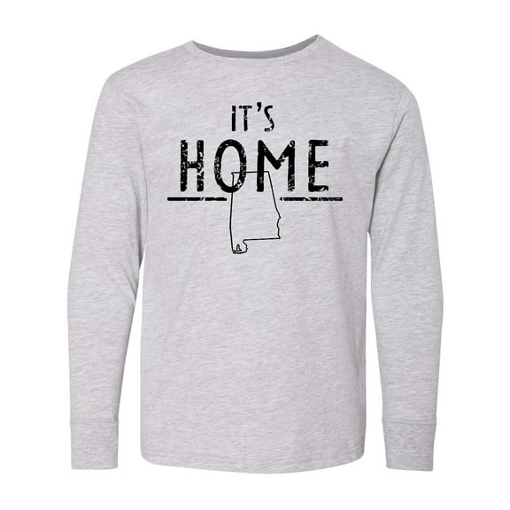 Inktastic It's Home- Alabama State Outline DIstressed Text Long Sleeve Youth T-Shirt