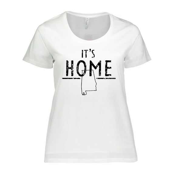 Inktastic It's Home- Alabama State Outline DIstressed Text Women's Plus Size T-Shirt