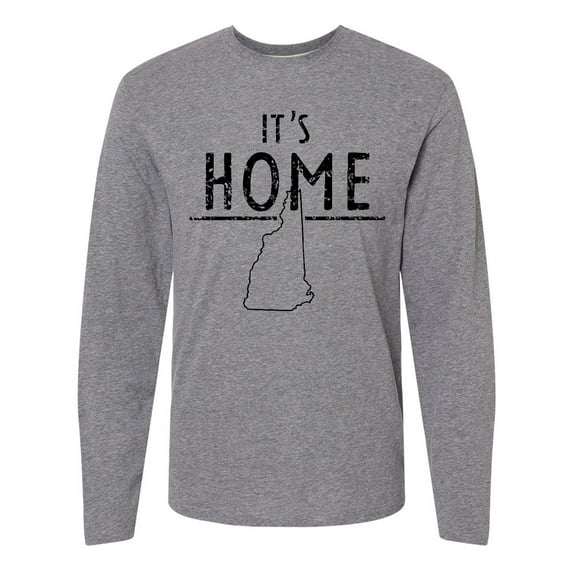 Inktastic It's Home New Hampshire State Outline Distressed Text Long Sleeve T-Shirt