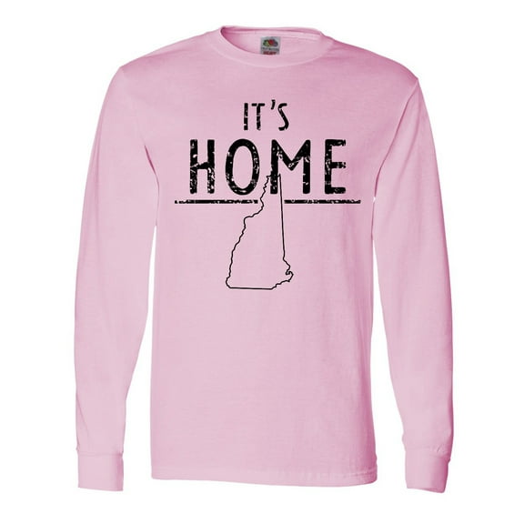 Inktastic It's Home New Hampshire State Outline Distressed Text Long Sleeve T-Shirt