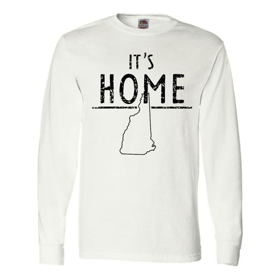 Inktastic It's Home New Hampshire State Outline Distressed Text Long Sleeve T-Shirt