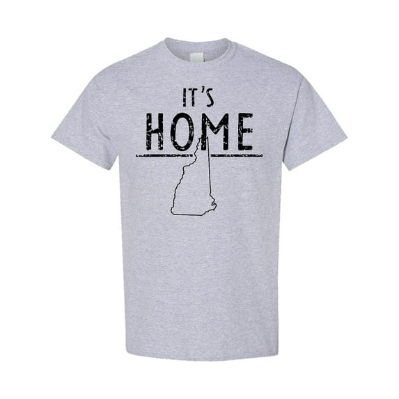 Inktastic It's Home New Hampshire State Outline Distressed Text T-Shirt