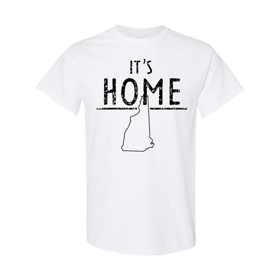 Inktastic It's Home New Hampshire State Outline Distressed Text T-Shirt
