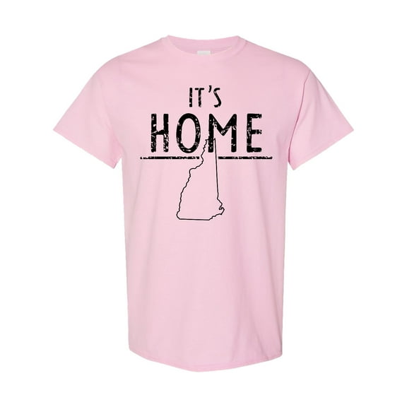 Inktastic It's Home New Hampshire State Outline Distressed Text T-Shirt