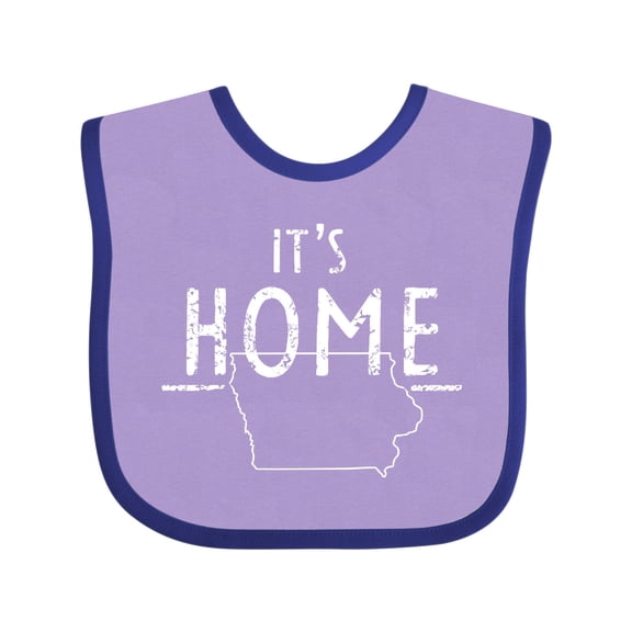 Inktastic It's Home- State of Iowa Outline Distressed Text Boys or Girls Baby Bib