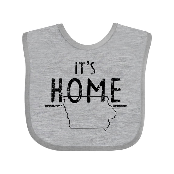 Inktastic It's Home- State of Iowa Outline Distressed Text Boys or Girls Baby Bib