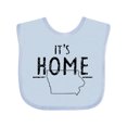 thumbnail image 1 of Inktastic It's Home- State of Iowa Outline Distressed Text Boys or Girls Baby Bib, 1 of 4