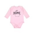 thumbnail image 1 of Inktastic It's Home- State of Iowa  Outline Distressed Text Boys or Girls Long Sleeve Baby Bodysuit, 1 of 5