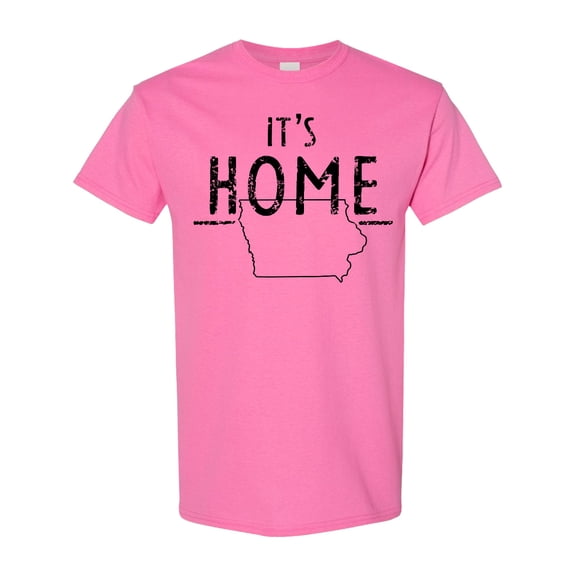 Inktastic It's Home State of Iowa Outline Distressed Text T-Shirt