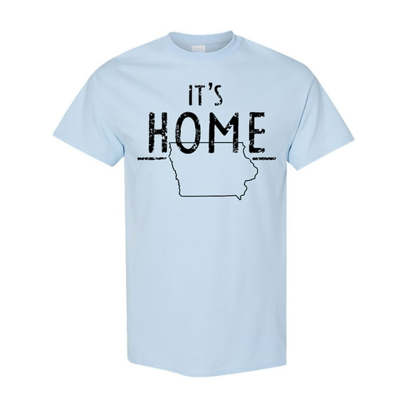 Inktastic It's Home State of Iowa Outline Distressed Text T-Shirt