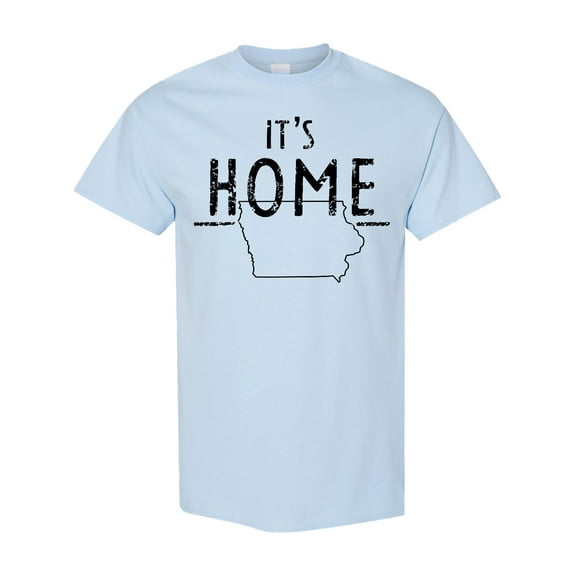 Inktastic It's Home State of Iowa Outline Distressed Text T-Shirt