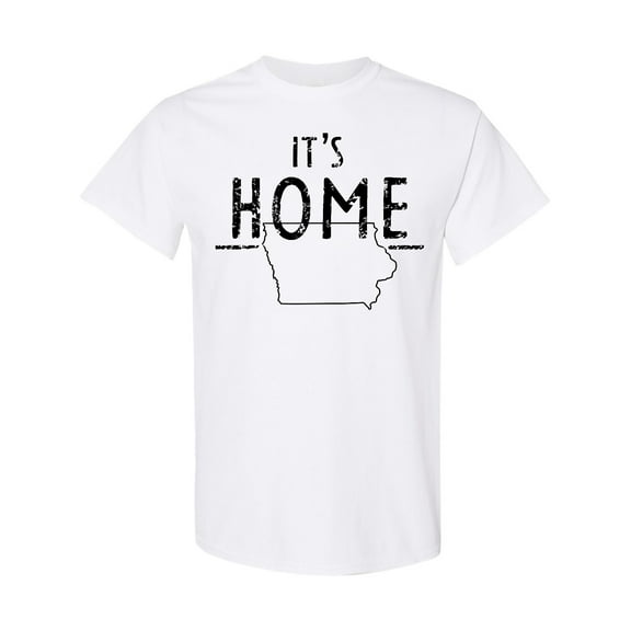 Inktastic It's Home State of Iowa Outline Distressed Text T-Shirt